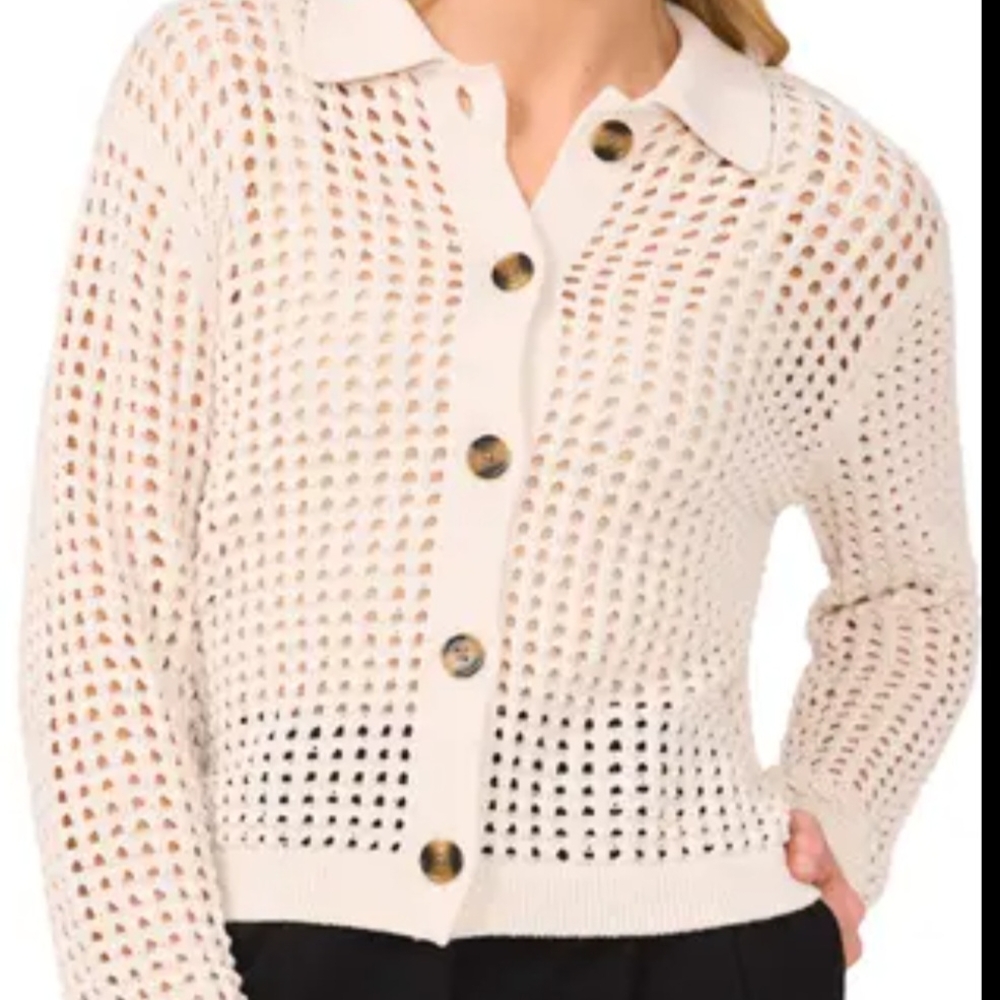 Cream Button-Up Women's Sweater